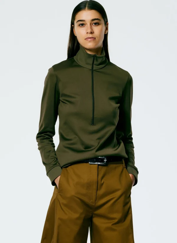 Tibi Active Knit Slim Sporty Top Wood Flash Sale