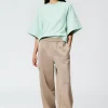 Tibi Active Knit Wide Leg Pull On Pant Khaki Cheap