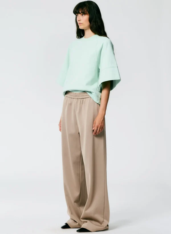 Tibi Active Knit Wide Leg Pull On Pant Khaki Cheap