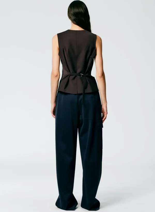 Tibi Active Knit Wide Leg Pull On Pant Navy Best