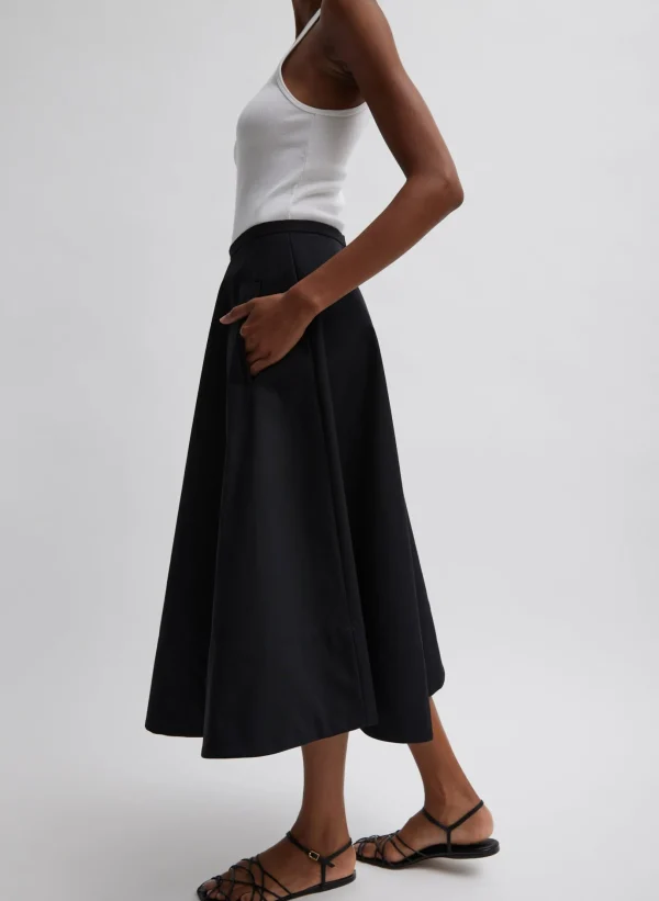 Tibi Bonded Luxe Twill Circle Skirt Black New