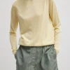 Tibi Cashmere Silk Blend Mock Neck Easy Sweater Lemon Ice Cheap