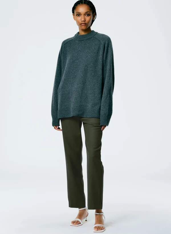 Tibi Cashmere Sweater Crewneck Oversized Pullover Dark Heather Grey Shop