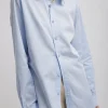 Tibi Charlie Men's Slim Shirt Blue Fashion