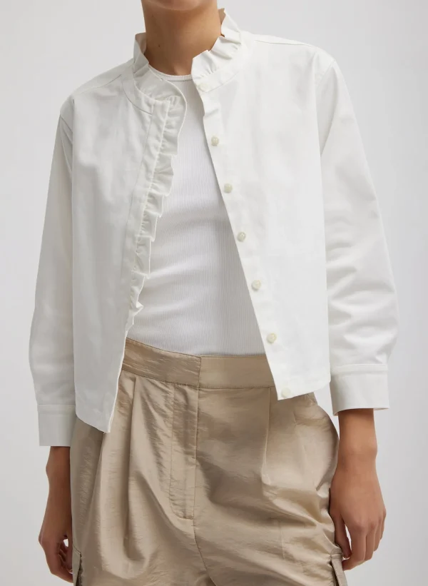 Tibi Chino Holly Bracelet Sleeve Shirt White Online