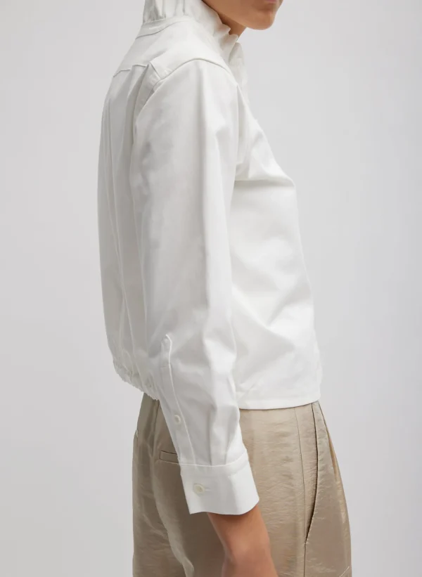 Tibi Chino Holly Bracelet Sleeve Shirt White Online