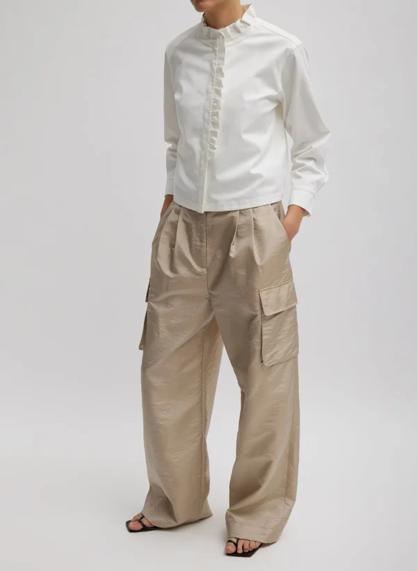 Tibi Chino Holly Bracelet Sleeve Shirt White Online