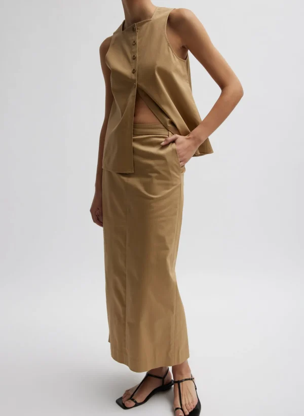 Tibi Chino Maxi Skirt Tan Flash Sale