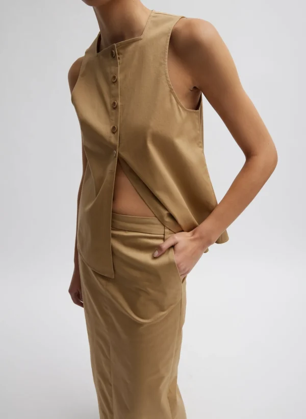 Tibi Chino Maxi Skirt Tan Flash Sale