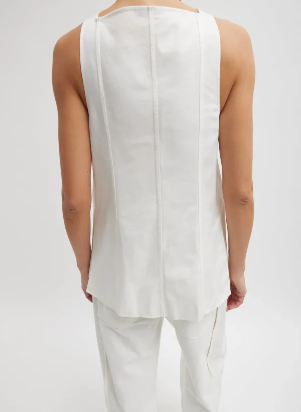 Tibi Chino Slit Front Sleeveless Tunic White Best