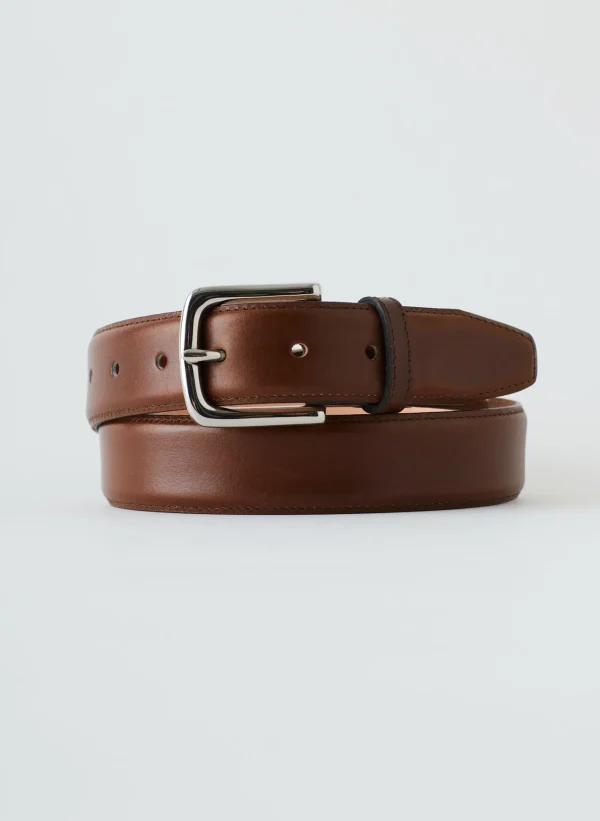 Tibi Classic Men's Leather Belt Brown Clearance