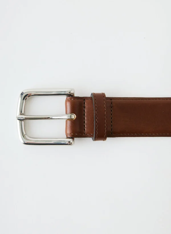 Tibi Classic Men's Leather Belt Brown Clearance