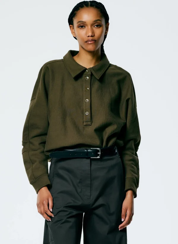 Tibi Cocoon Crewneck Sweatshirt Wood Hot