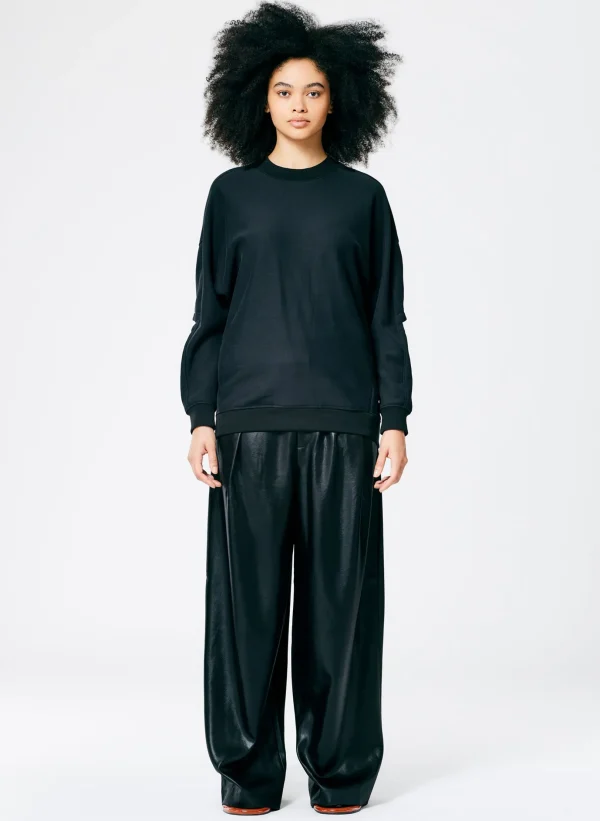 Tibi Cocoon Crewneck Sweatshirt Black Shop