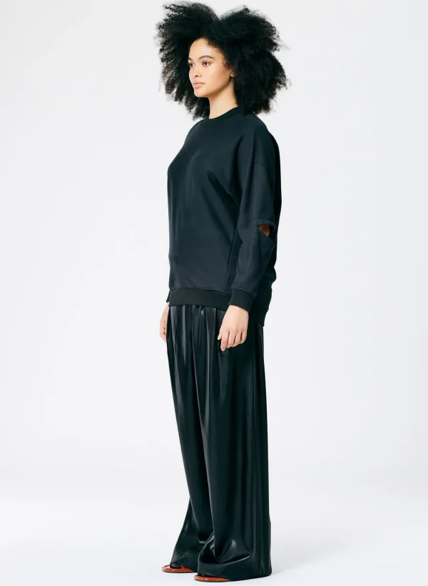 Tibi Cocoon Crewneck Sweatshirt Black Shop