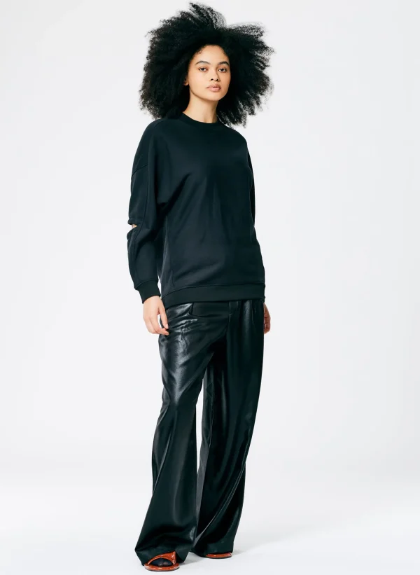 Tibi Cocoon Crewneck Sweatshirt Black Shop