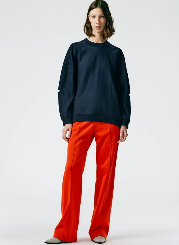 Tibi Cocoon Crewneck Sweatshirt Navy Shop