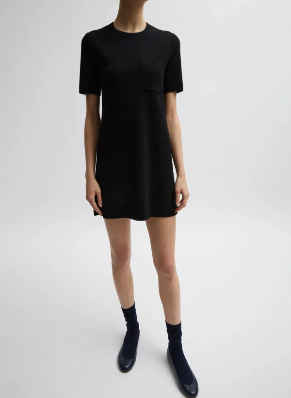 Tibi Compact Stretch Cashmere Mini Dress Black Clearance