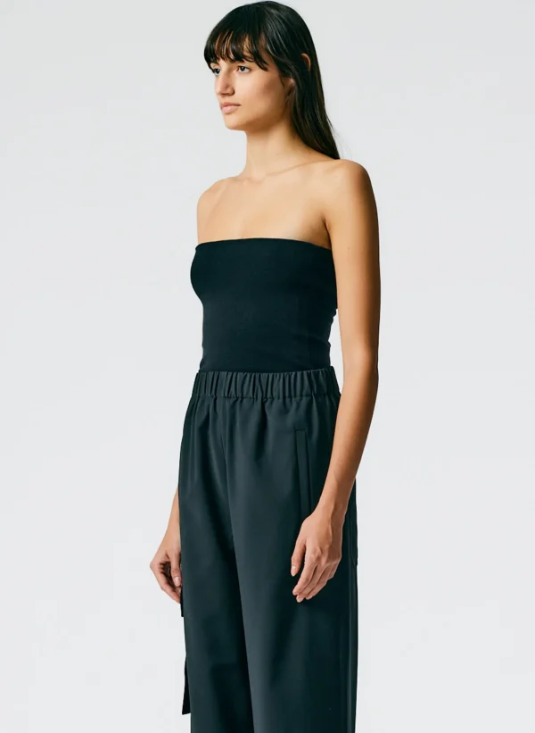 Tibi Compact Stretch Cashmere Tube Top Black Hot