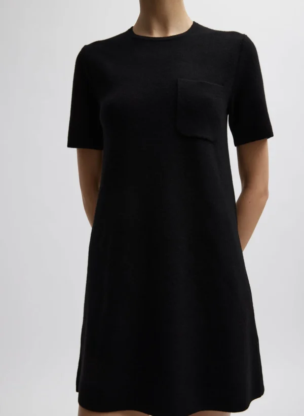 Tibi Compact Stretch Cashmere Mini Dress Black Clearance