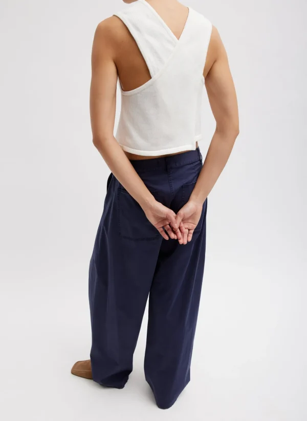 Tibi Cotton Criss Cross Cropped Sleeveless Sweater White Sale