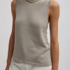 Tibi Cotton Criss Cross Sleeveless Sweater Light Stone Hot