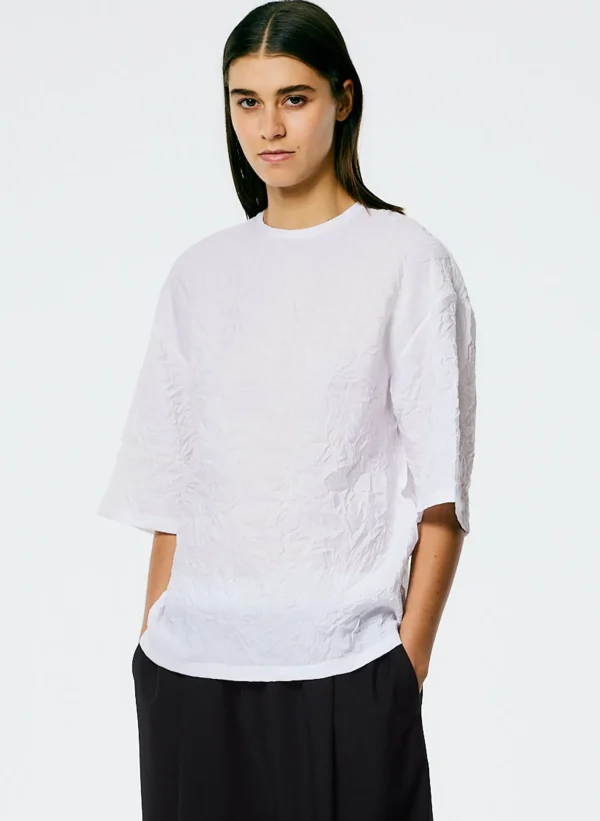 Tibi Crinkle Shirting Easy T-Shirt White Best