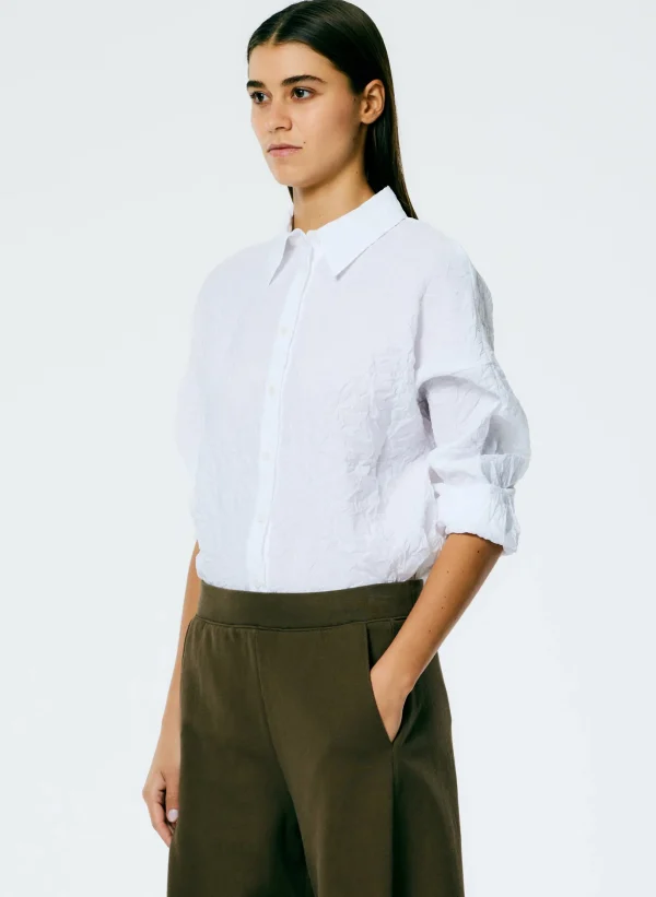 Tibi Crinkle Shirting Oversized Shirt White Outlet