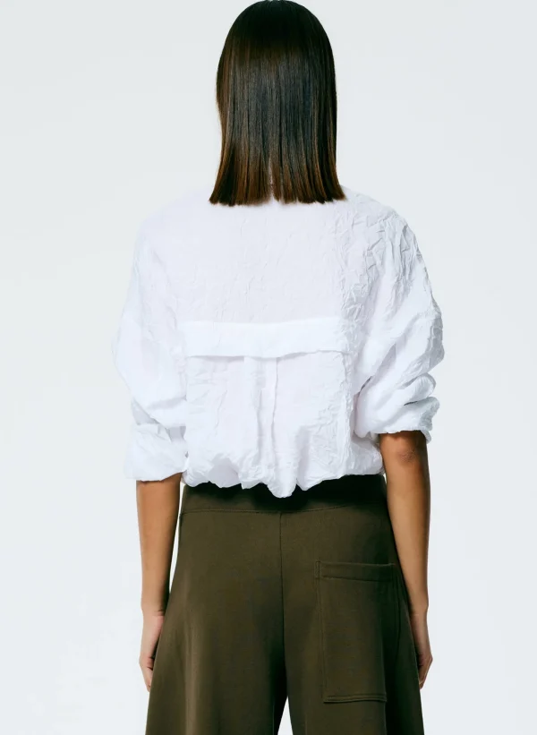 Tibi Crinkle Shirting Oversized Shirt White Outlet