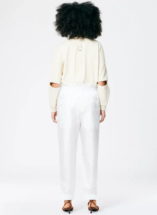 Tibi Crispy Nylon Paper Bag Felix Jogger White Clearance