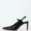 Tibi Croc Print Bob Slingback Black Clearance