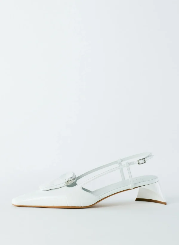 Tibi Croc Print Victor Slingback White Best