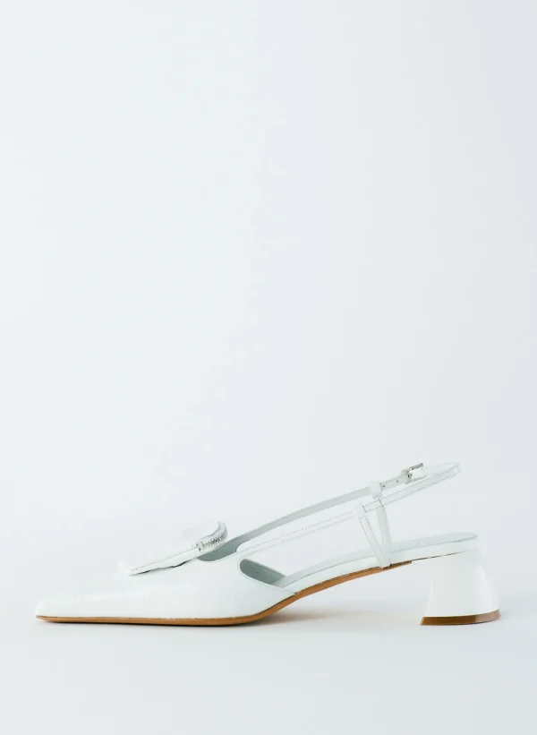 Tibi Croc Print Victor Slingback White Best