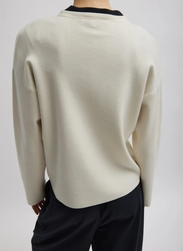 Tibi Double Faced Cashmere Oversized Easy Sweater Cream Cheap