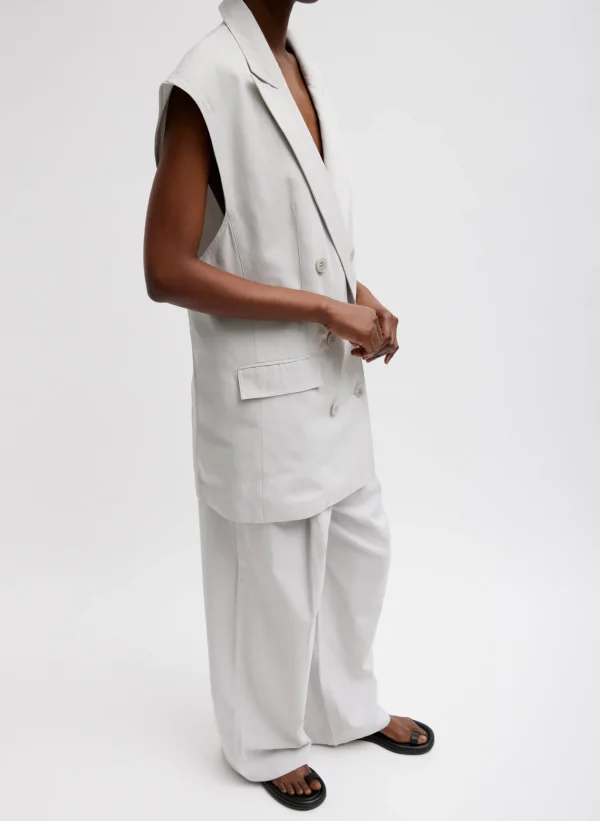 Tibi Drapey Suiting Oversized Double Breasted Vest Stone Hot