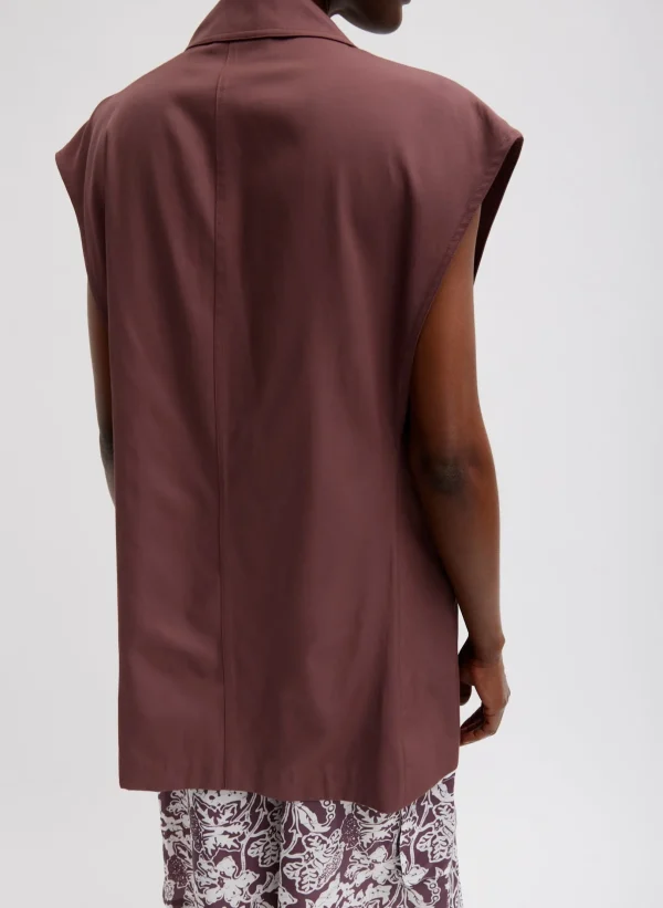 Tibi Drapey Suiting Oversized Double Breasted Vest Cinnamon Online