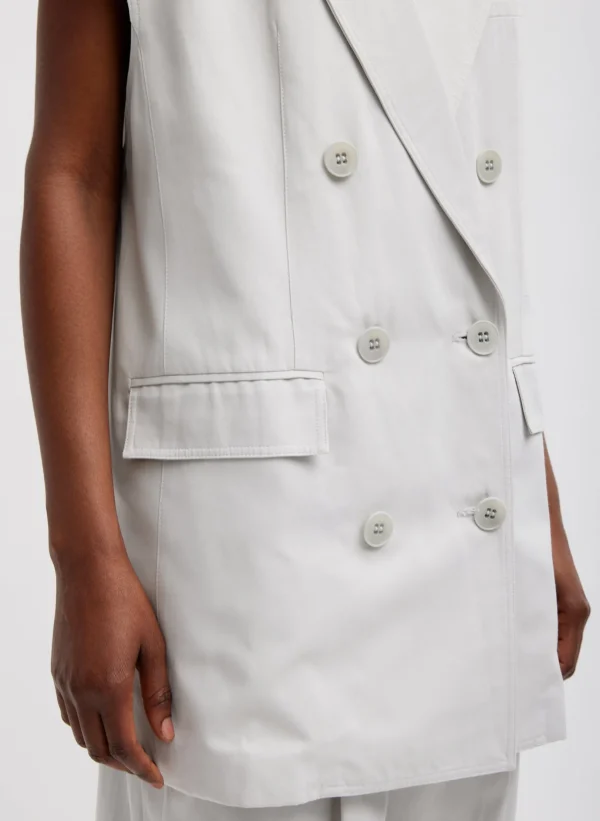 Tibi Drapey Suiting Oversized Double Breasted Vest Stone Hot