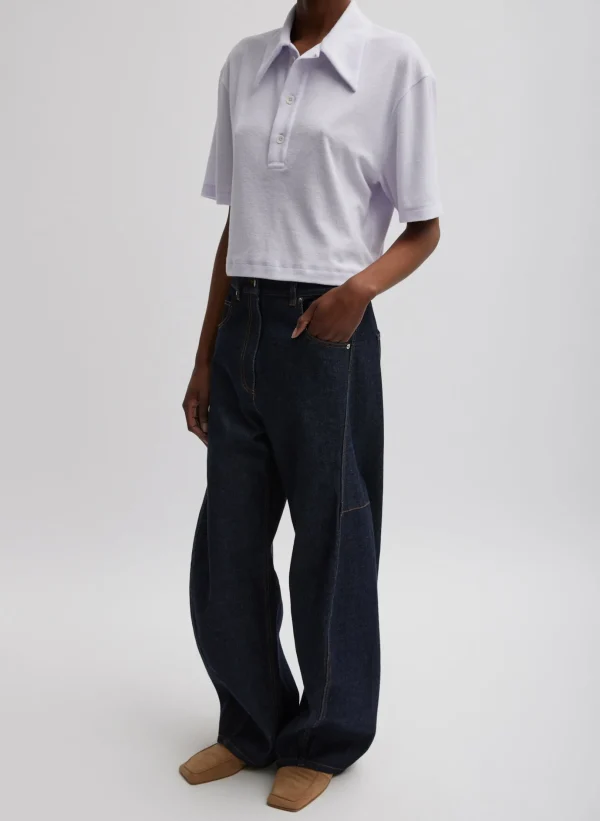 Tibi Dry Loop Terry Easy Polo Shirt Pale Lavender Best