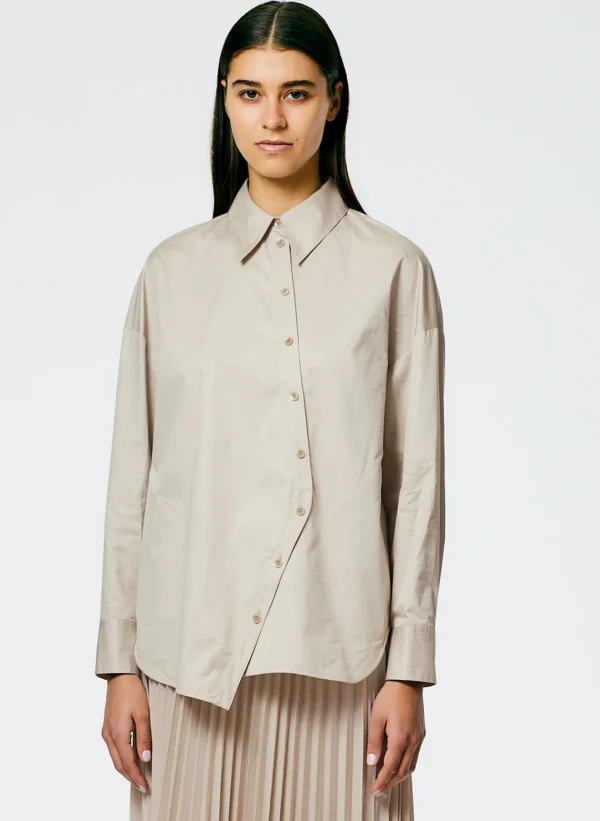 Tibi Eco Poplin Asymmetrical Shirt Ash Cheap