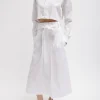 Tibi Eco Poplin Back Wrap Skirt White Best Sale