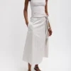 Tibi Eco Poplin Back Wrap Skirt Stone Best