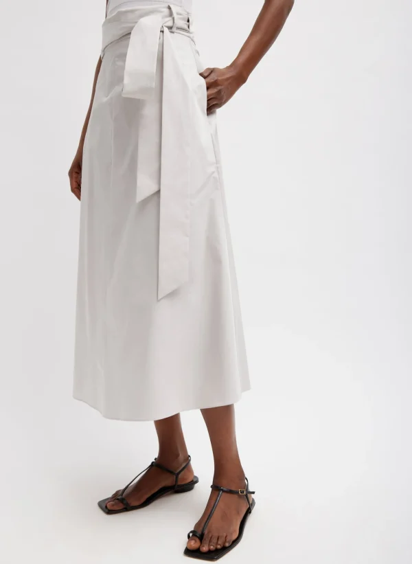 Tibi Eco Poplin Back Wrap Skirt Stone Best