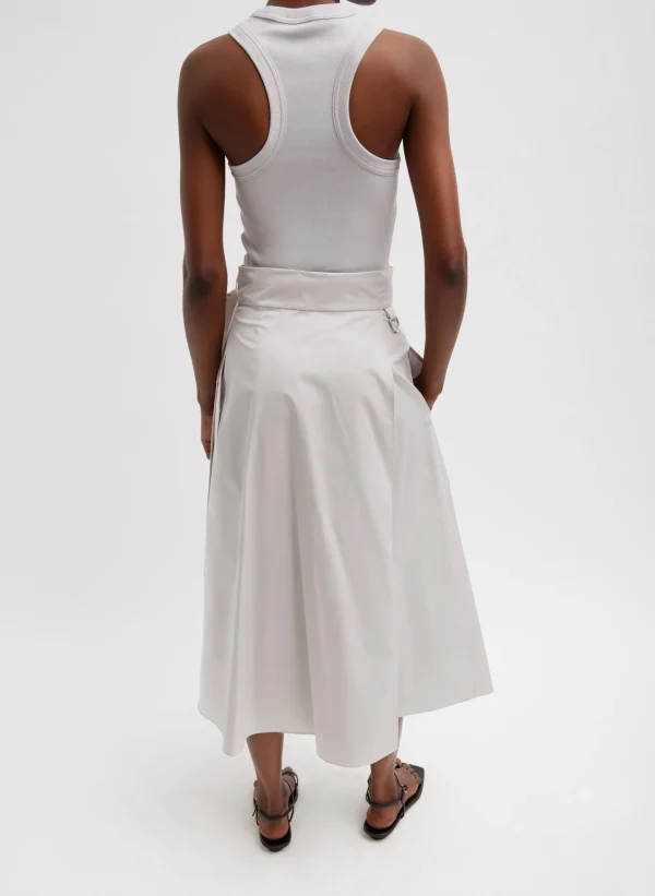 Tibi Eco Poplin Back Wrap Skirt Stone Best