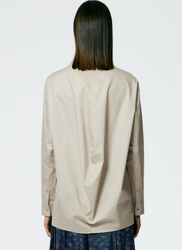 Tibi Eco Poplin Funnelneck Top Ash Clearance