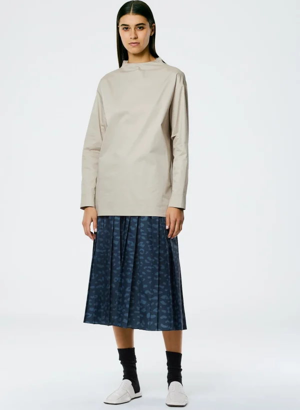 Tibi Eco Poplin Funnelneck Top Ash Clearance