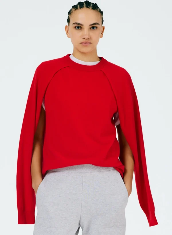 Tibi Feather Weight Cashmere Easy Cocoon Tunic Red Online