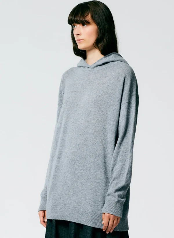 Tibi Feather Weight Cashmere Easy Men's Hoodie Heather Grey Fashion