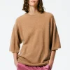 Tibi Feather Weight Cashmere Oversized Easy T-Shirt Sand Discount