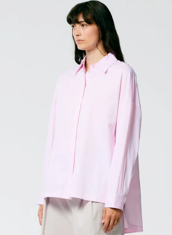 Tibi Gabe Oversized Shirt Pink Outlet