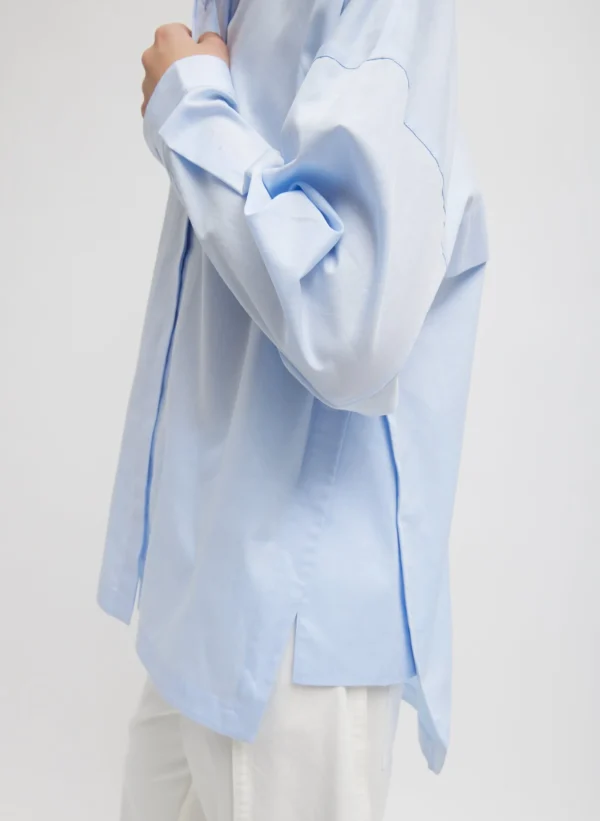 Tibi Gabe Oversized Shirt Blue New